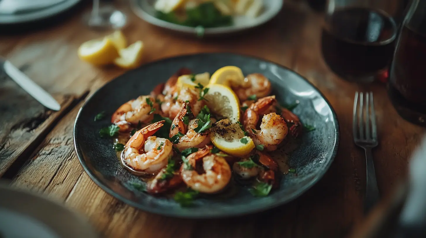 Grilled shrimp skewers on a barbecue grill.