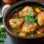 Slow cooker chicken recipes prepared and served on a table.